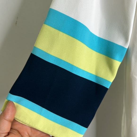 Ann Taylor knee length ivory color block 3/4 sleeves dress size 14T - Picture 7 of 10